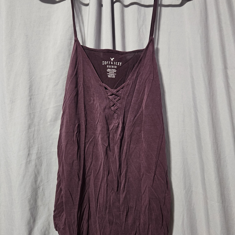 American Eagle Outfitters Y2K Soft &‎ Sexy Suede Tank Top, Maroon